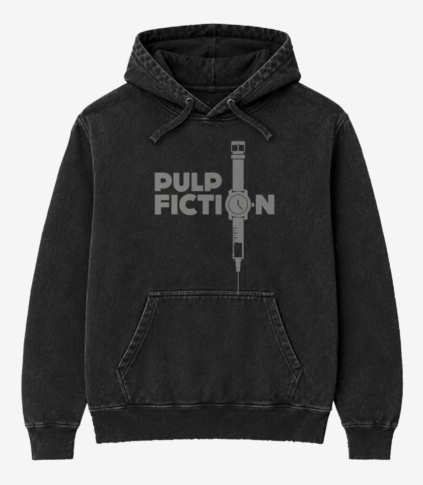 Poleron Canguro Acid Wash Negro de Pulp Fiction Reloj
