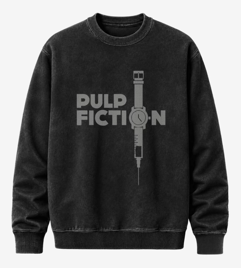 Poleron Polo Acid Wash Negro de Pulp Fiction Reloj