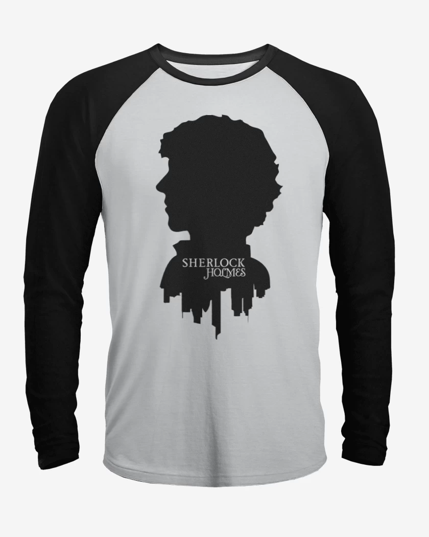 Polera Raglan Blanco / Negro de Sherlock Holmes Face