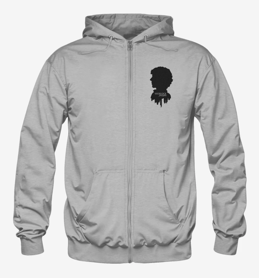 Poleron Canguro con cierre Gris Melange de Sherlock Holmes Face