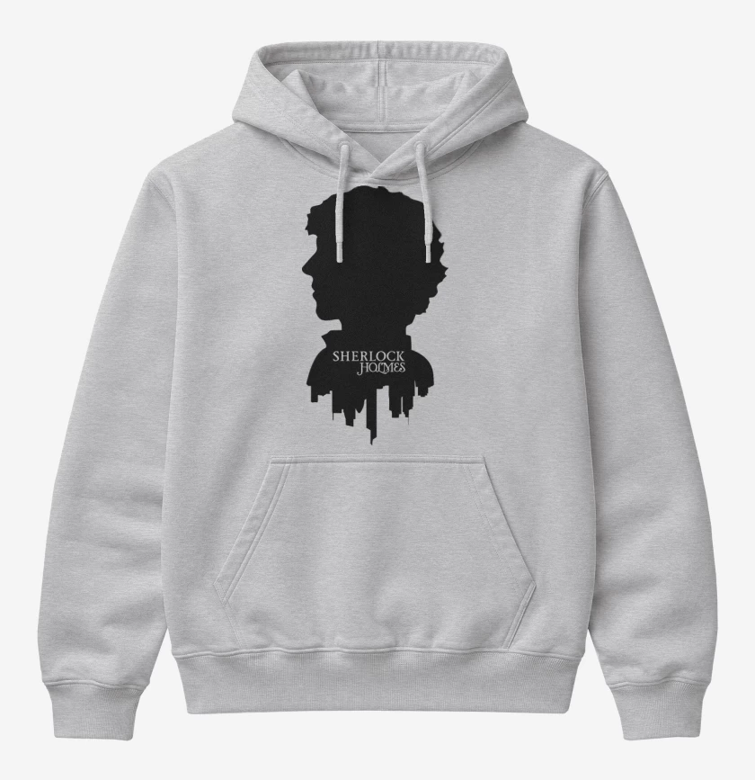 Poleron Canguro básico Gris Melange de Sherlock Holmes Face