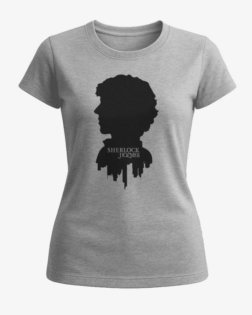Polera de Mujer Gris Melange de Sherlock Holmes Face
