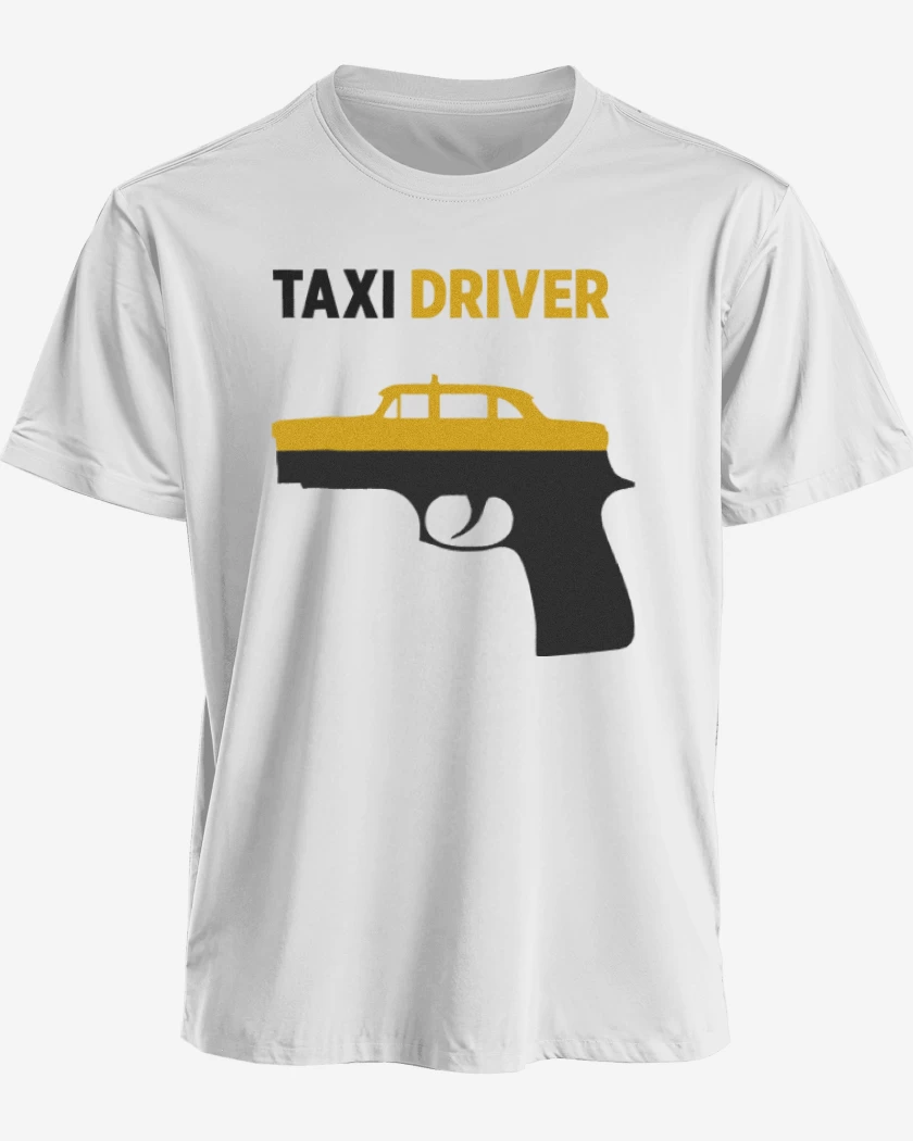 Polera premium Blanco de Taxi Driver Pistola