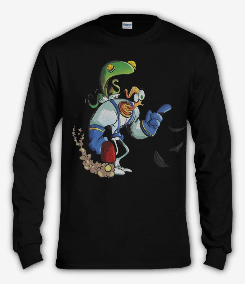 Polera manga larga Negro de earthworm jim