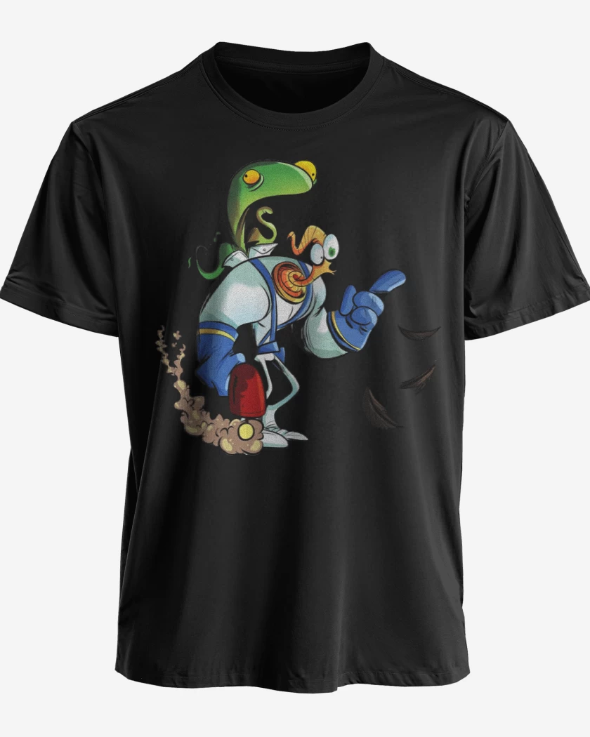 Polera premium Negro de earthworm jim