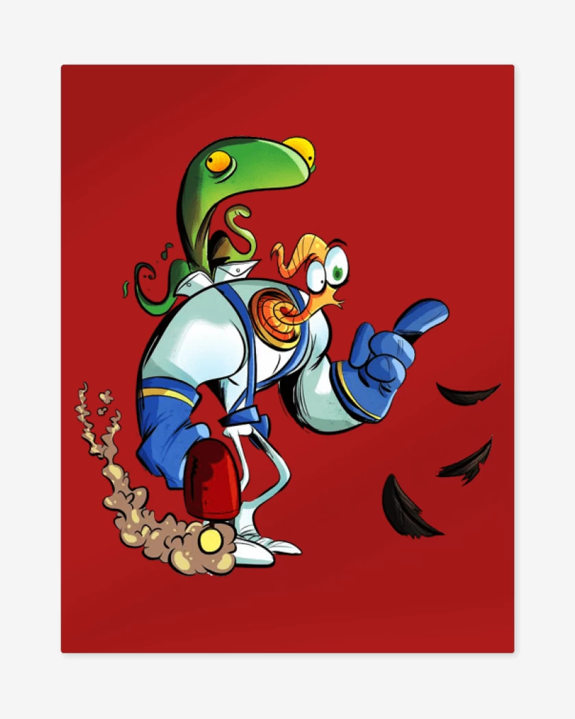 Print metalico Rojo de earthworm jim
