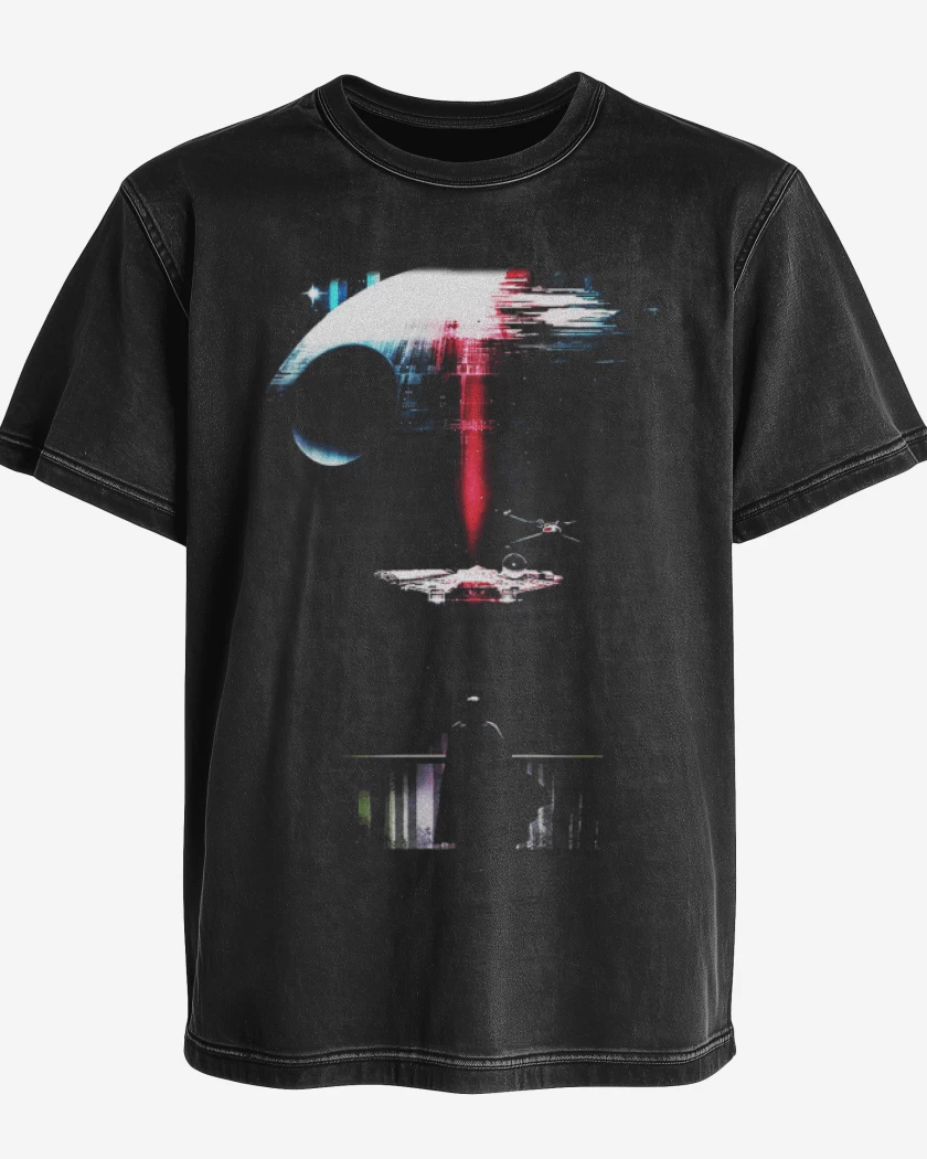 Polera desgastada Negro de Estrella de la muerte