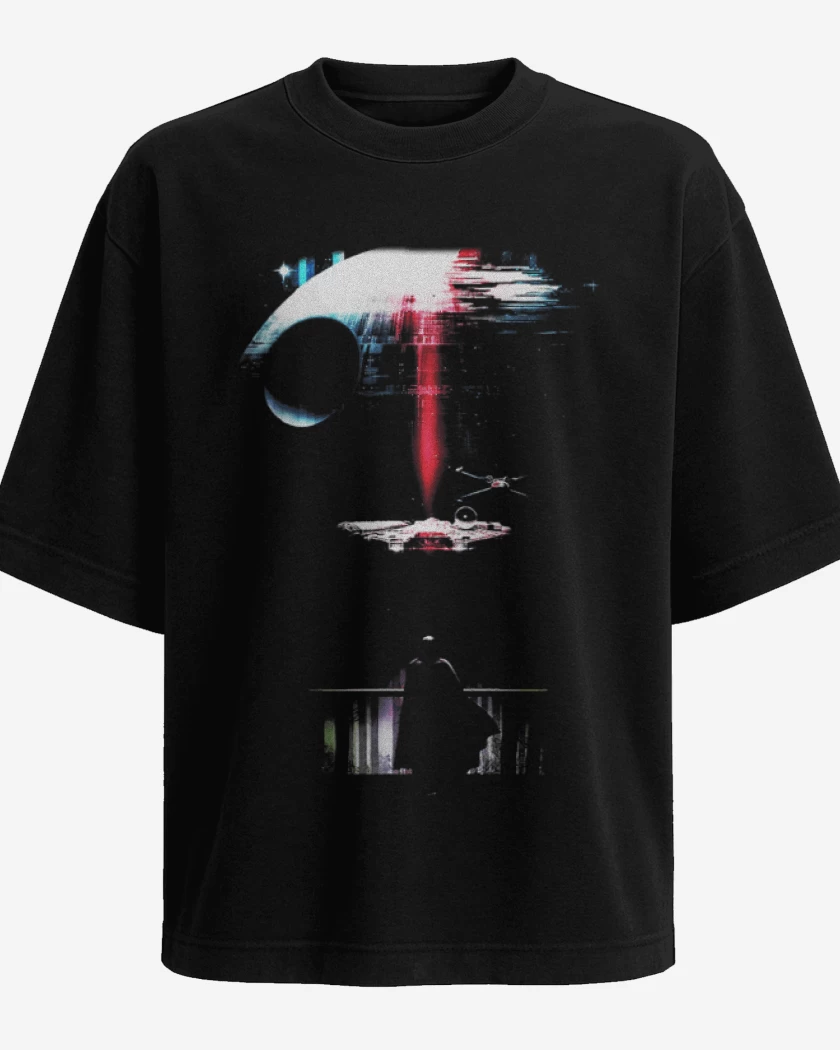 Polera Oversize Negro de Estrella de la muerte