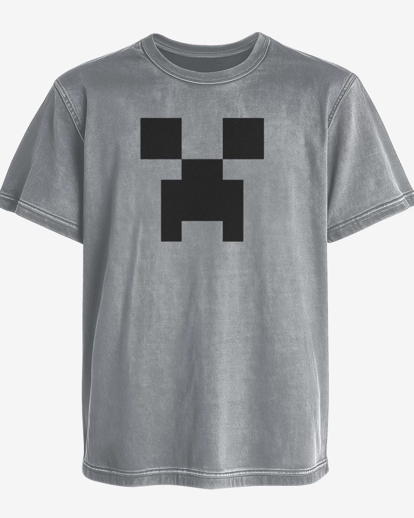 Polera desgastada Gris Melange de Minecraft - Creeper
