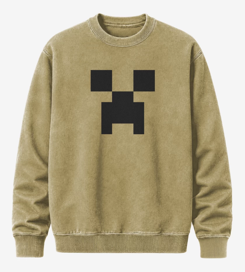 Poleron Polo Acid Wash Beige de Minecraft - Creeper