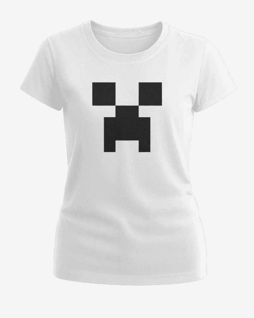 Polera de Mujer Blanco de Minecraft - Creeper