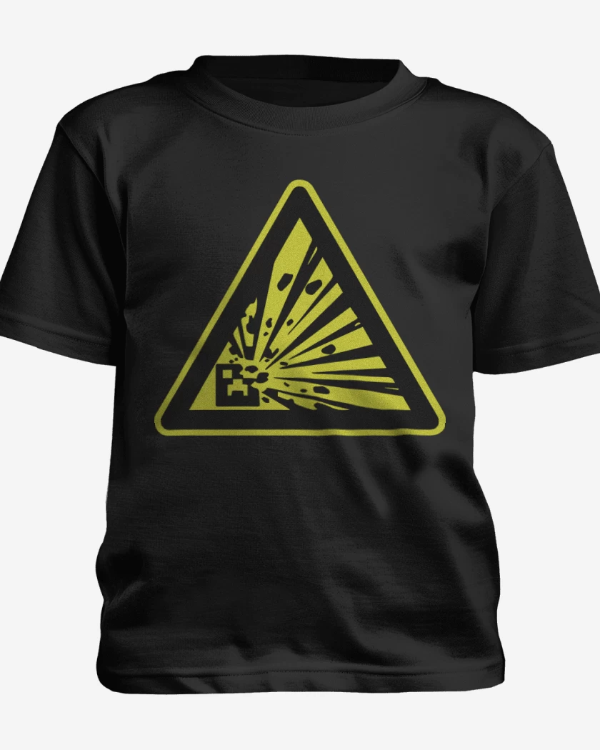 Polera de niño Negro de Minecraft - Creeper explosive