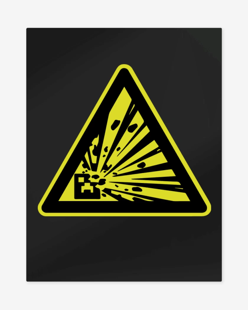 Print metalico Negro de Minecraft - Creeper explosive
