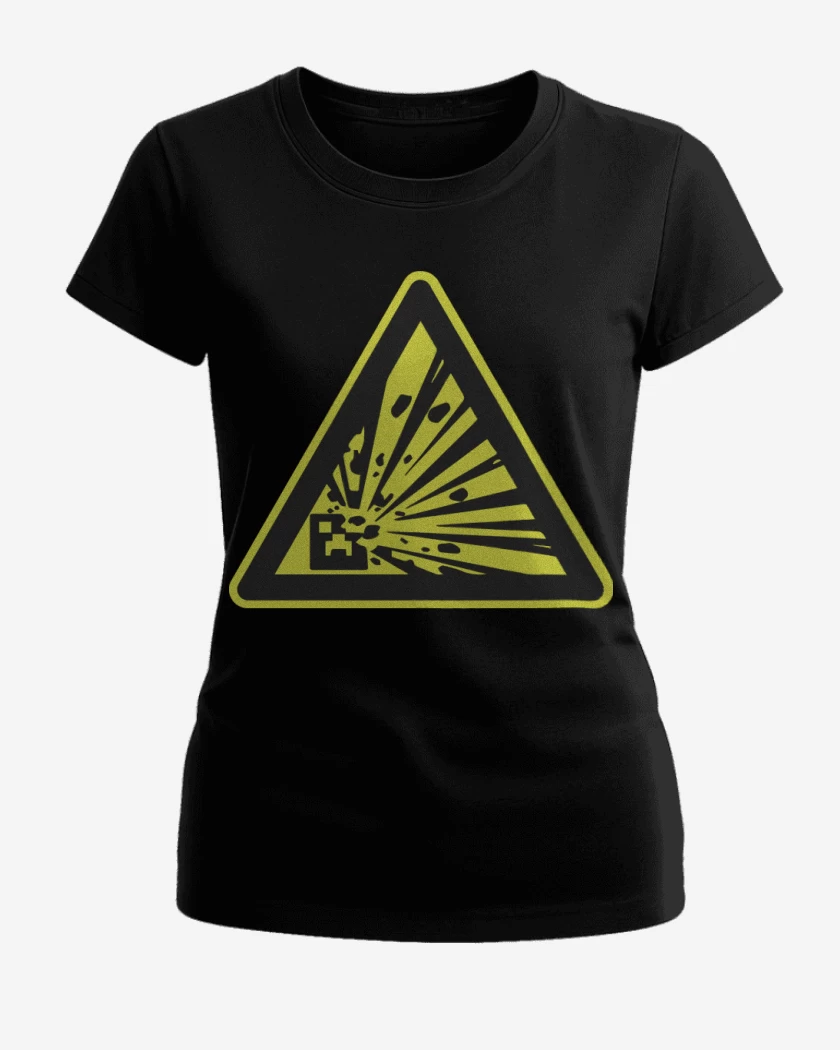 Polera de Mujer Negro de Minecraft - Creeper explosive