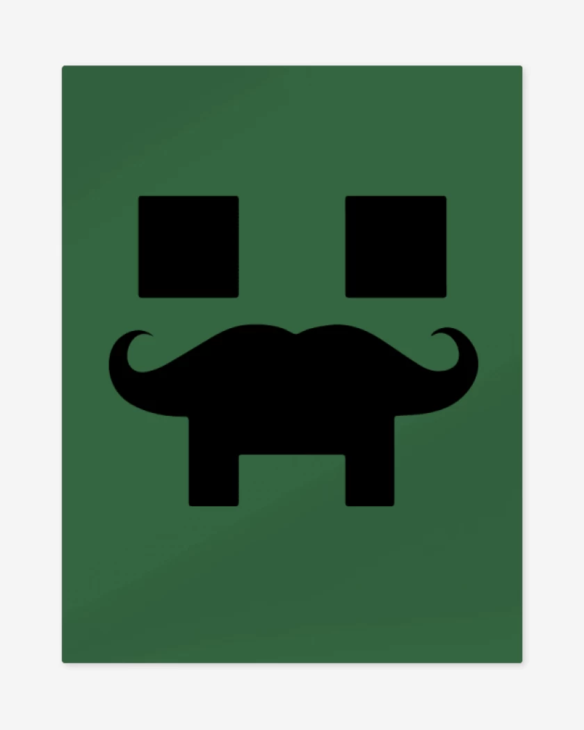 Print metalico Verde jade de Minecraft - Creeper Mustacho