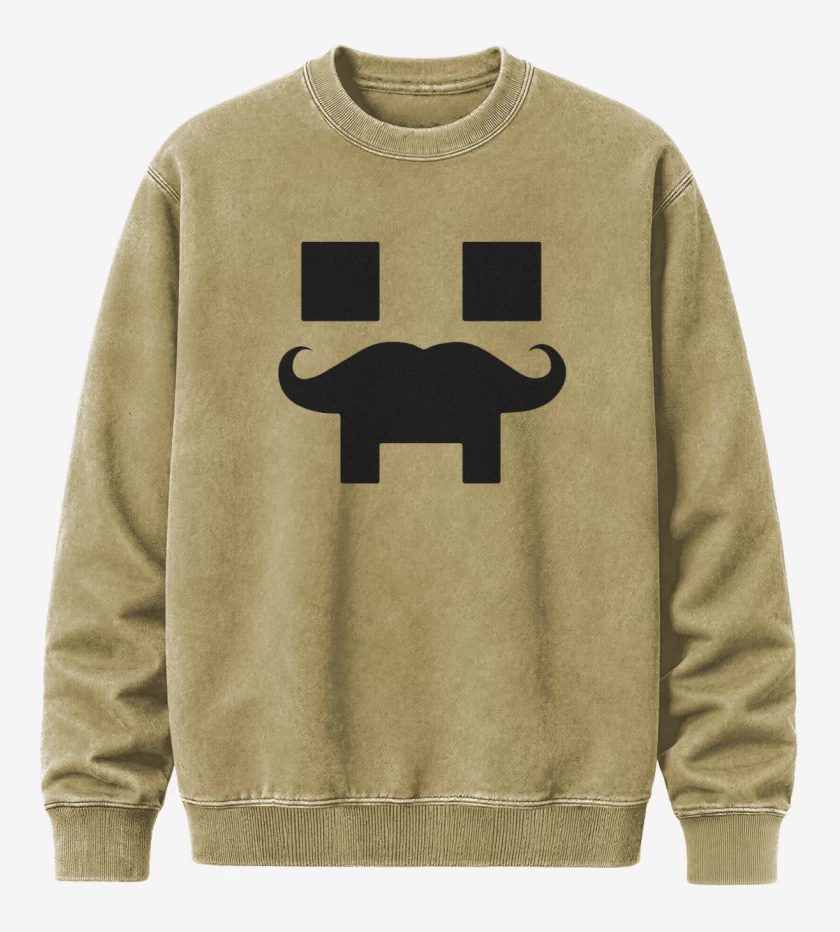 Poleron Polo Acid Wash Beige de Minecraft - Creeper Mustacho