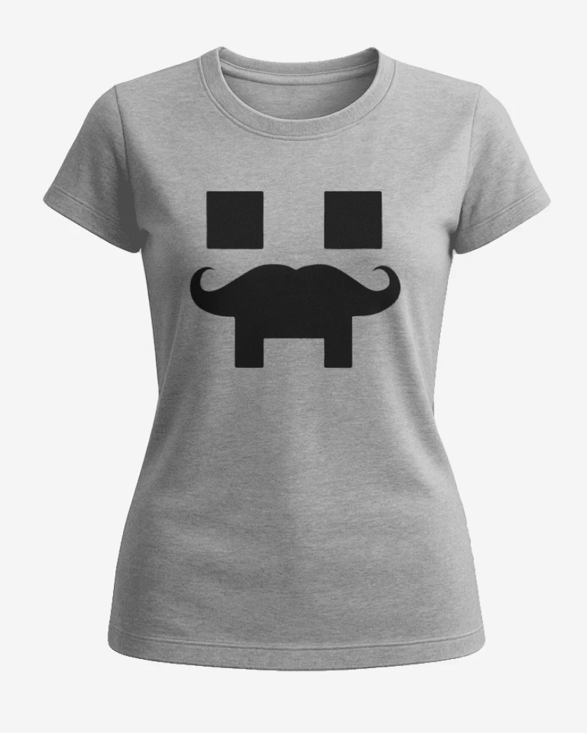 Polera de Mujer Gris Melange de Minecraft - Creeper Mustacho