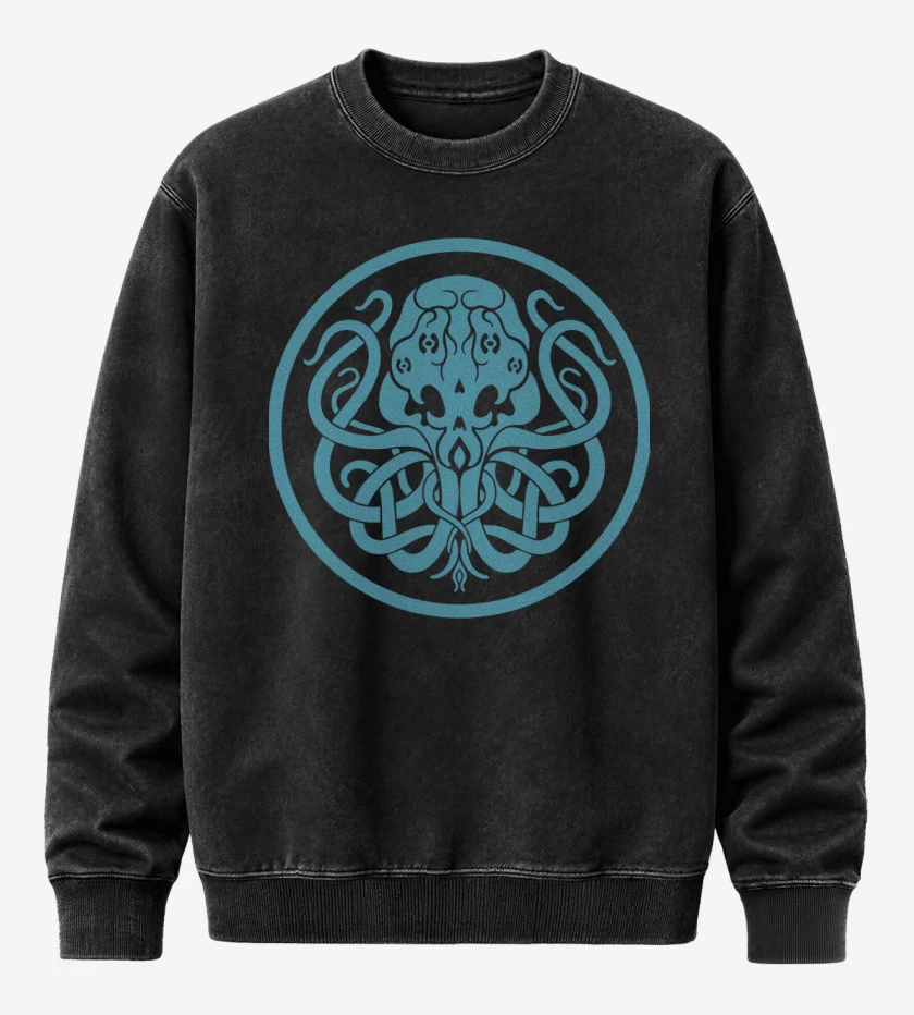 Poleron Polo Acid Wash Negro de Cthulhu