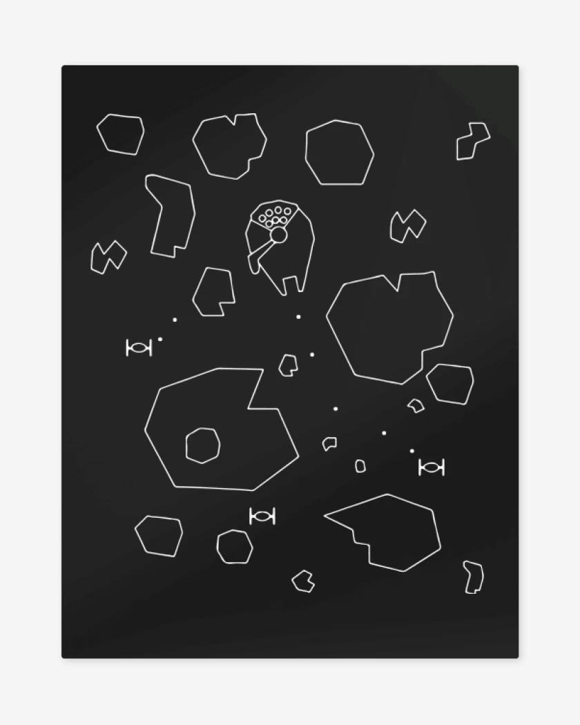 Print metalico Negro de Millennium Asteroids