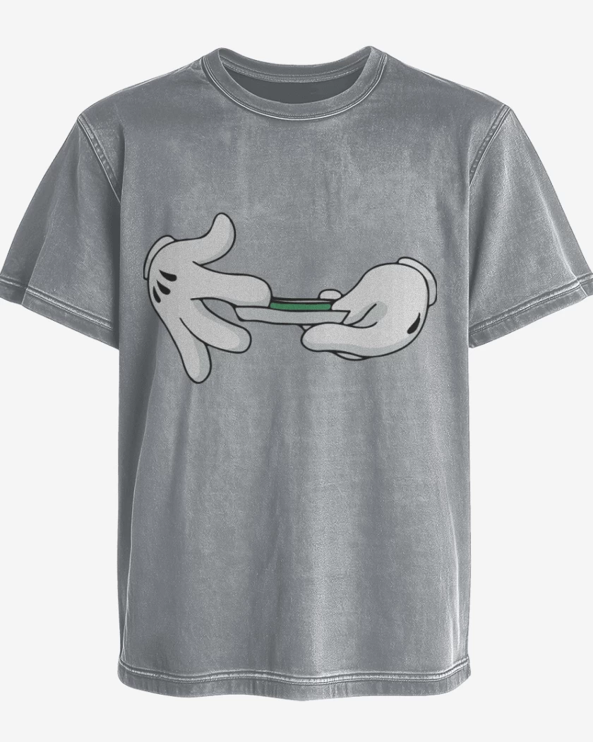Polera desgastada Gris Melange de Mickey Hands - 1