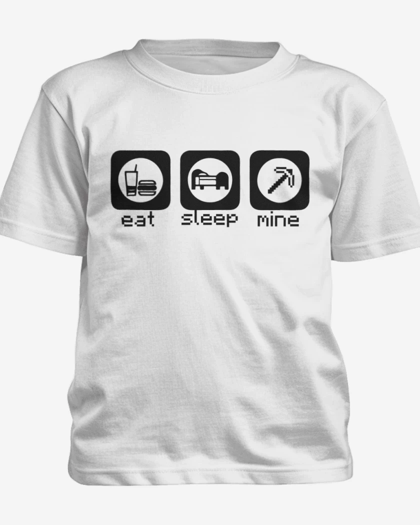 Polera de niño Blanco de Minecraft - Eat, sleep, mine