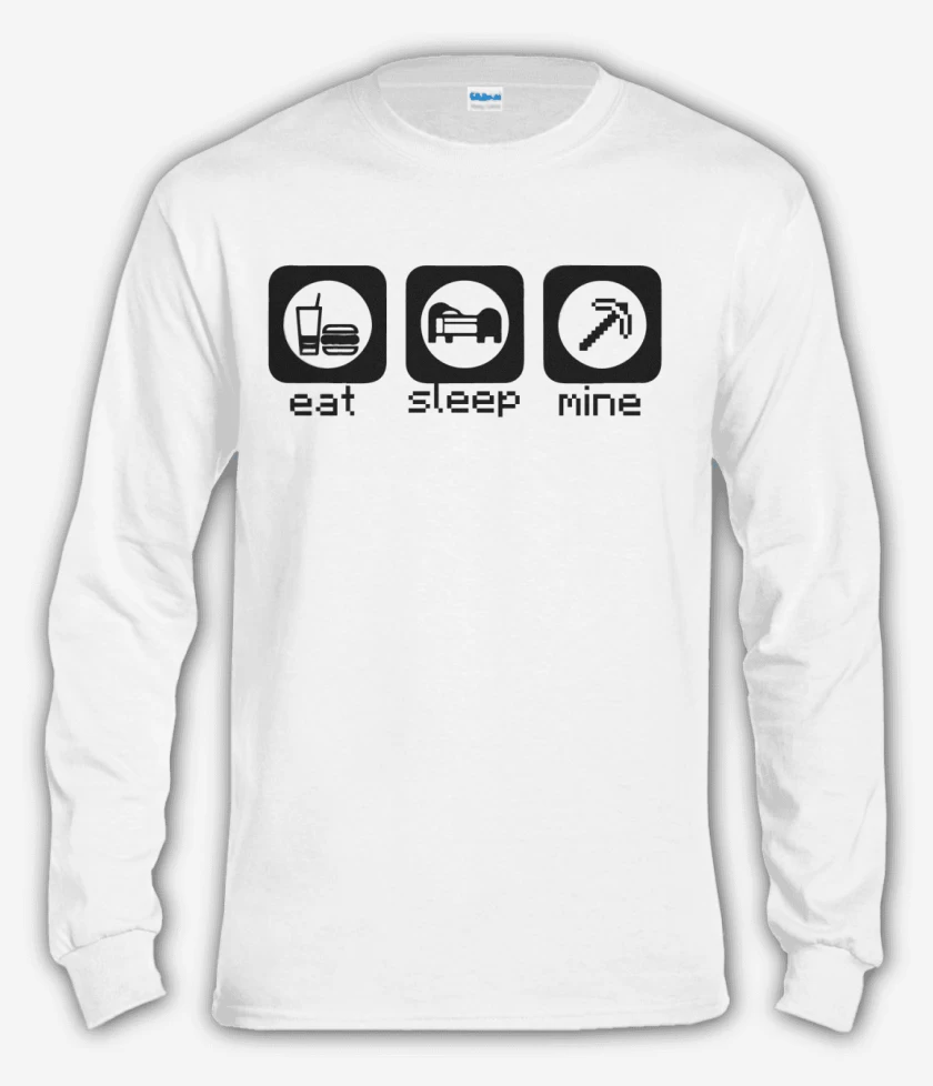Polera manga larga Blanco de Minecraft - Eat, sleep, mine