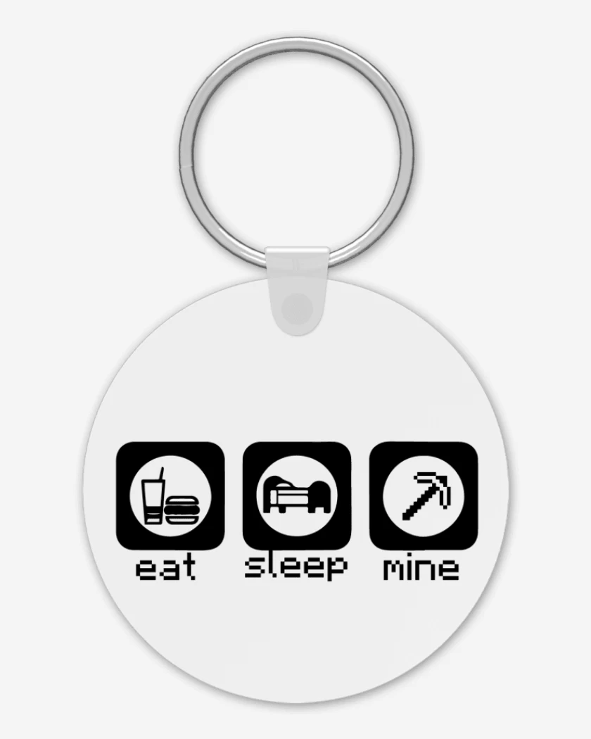 Llavero Blanco de Minecraft - Eat, sleep, mine