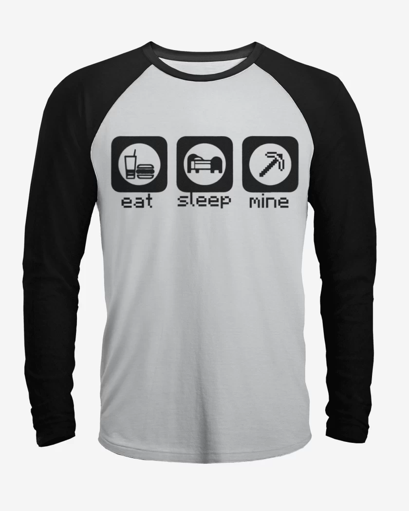 Polera Raglan Minecraft - Eat, sleep, mine