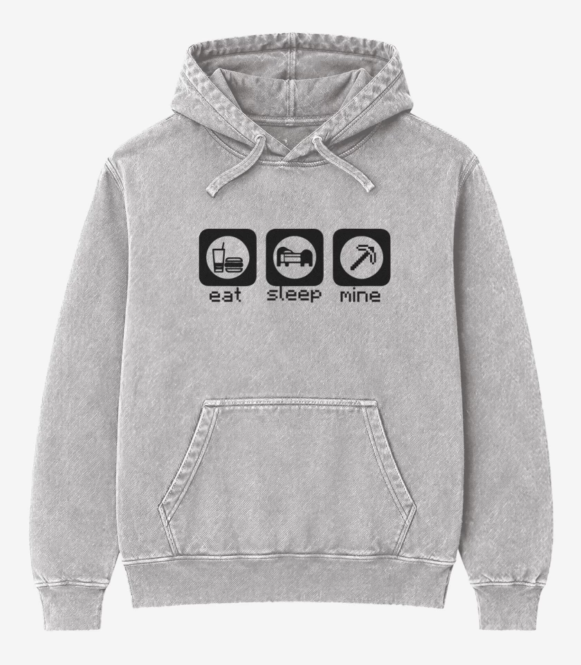 Poleron Canguro Acid Wash Gris Melange de Minecraft - Eat, sleep, mine