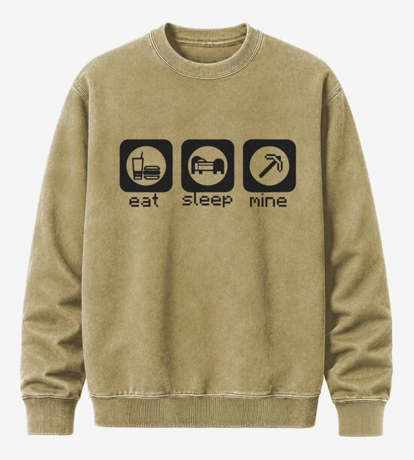 Poleron Polo Acid Wash Beige de Minecraft - Eat, sleep, mine