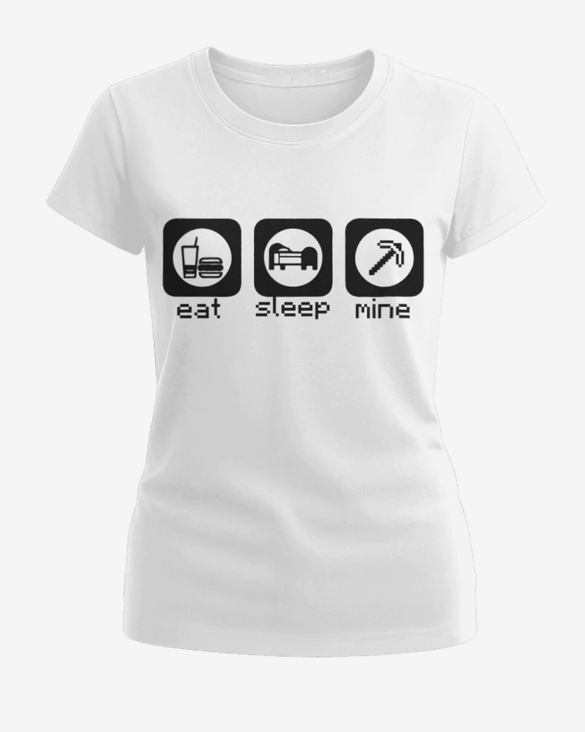 Polera de Mujer Blanco de Minecraft - Eat, sleep, mine