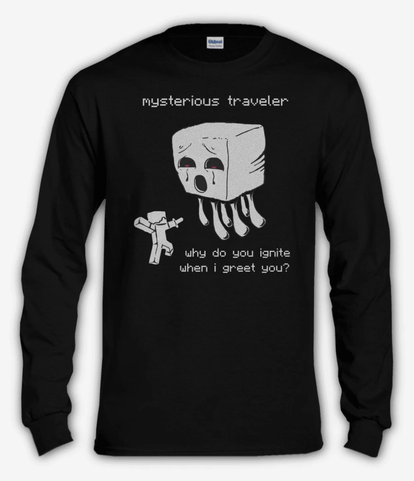 Polera manga larga Negro de Minecraft - Ghast