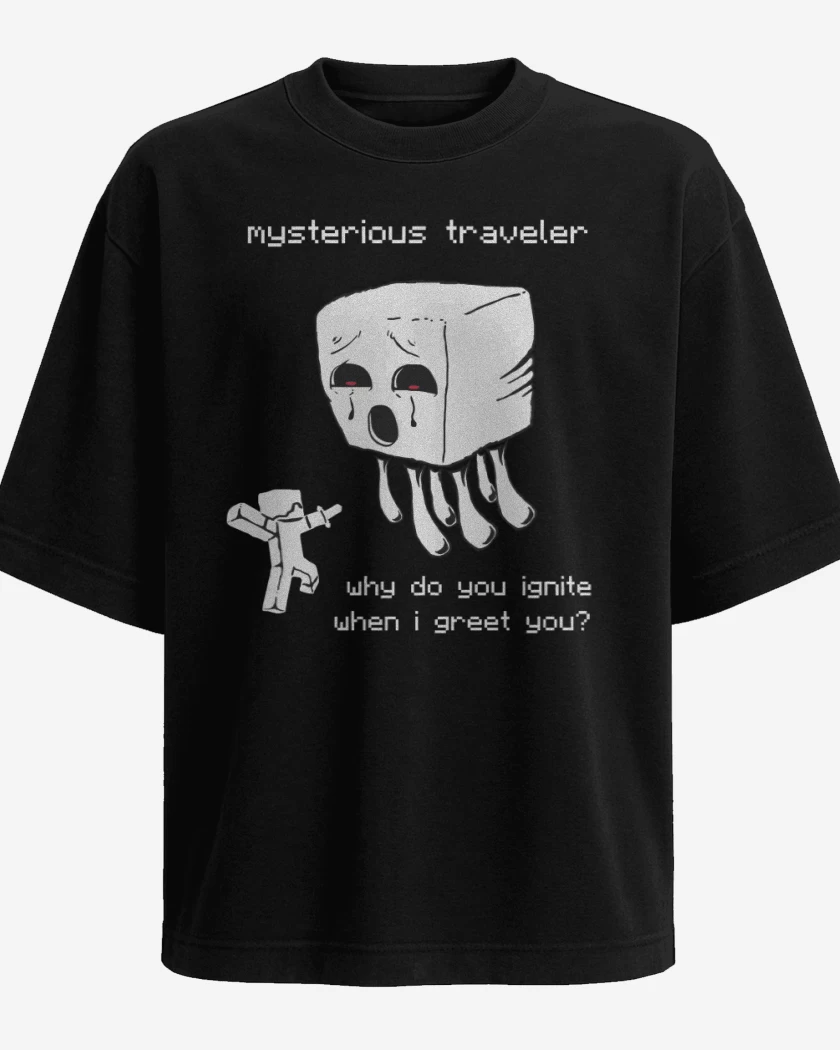 Polera Oversize Negro de Minecraft - Ghast