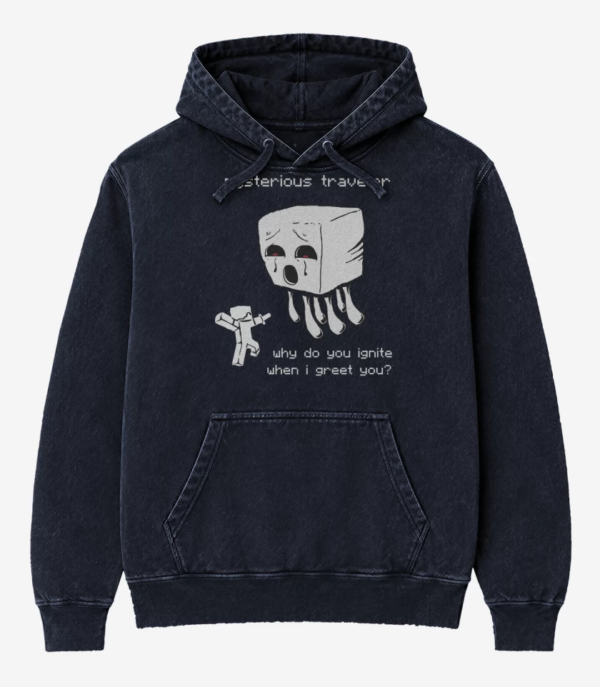 Poleron Canguro Acid Wash Azul Marino de Minecraft - Ghast