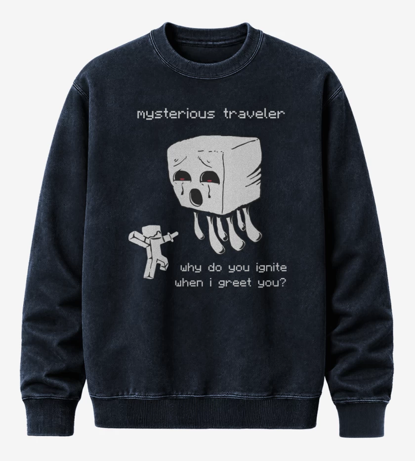 Poleron Polo Acid Wash Azul Marino de Minecraft - Ghast