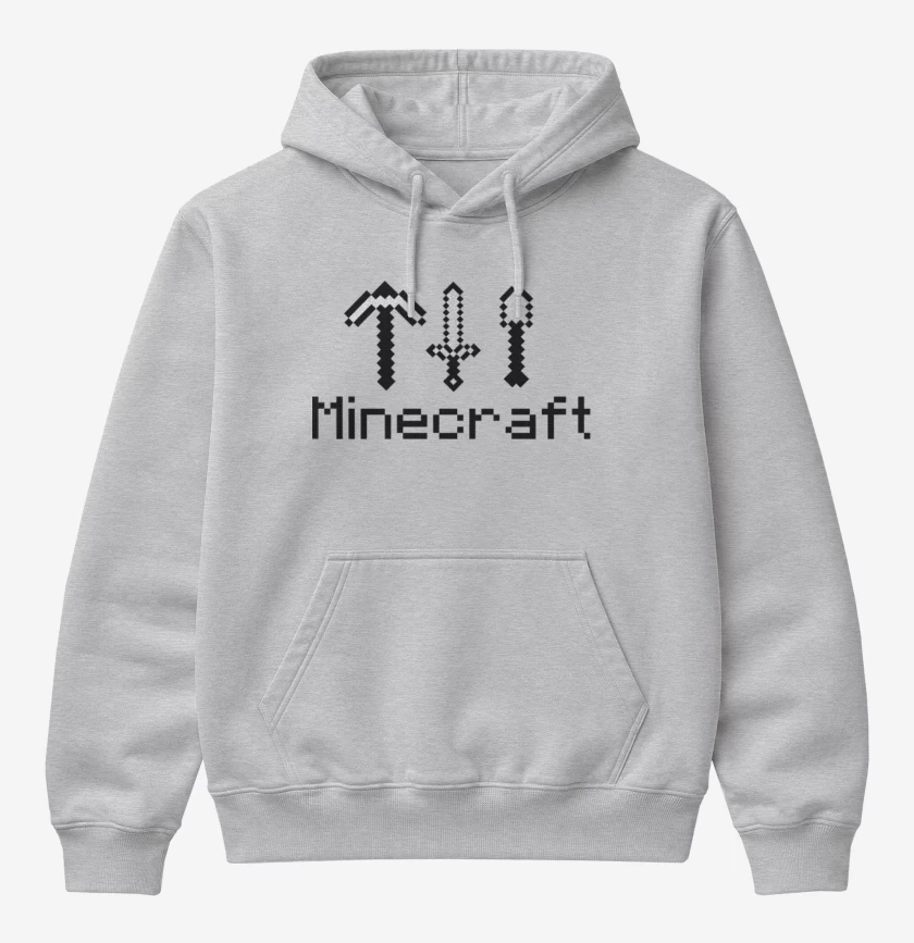 Poleron Canguro básico Gris Melange de Minecraft - Items