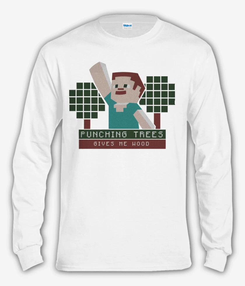 Polera manga larga Blanco de Minecraft - Punching Tress