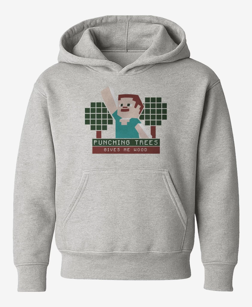 Poleron de niño Gris Melange de Minecraft - Punching Tress