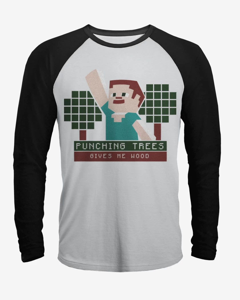 Polera Raglan Minecraft - Punching Tress