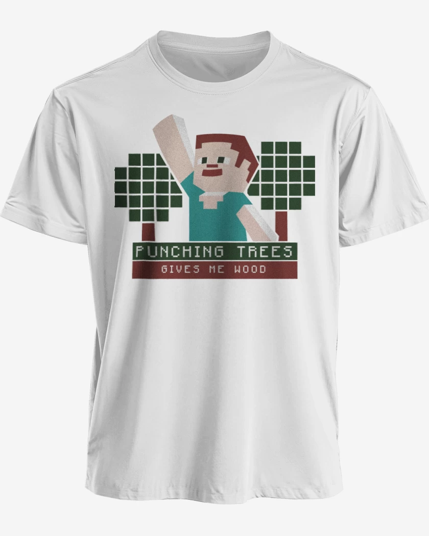 Polera premium Blanco de Minecraft - Punching Tress