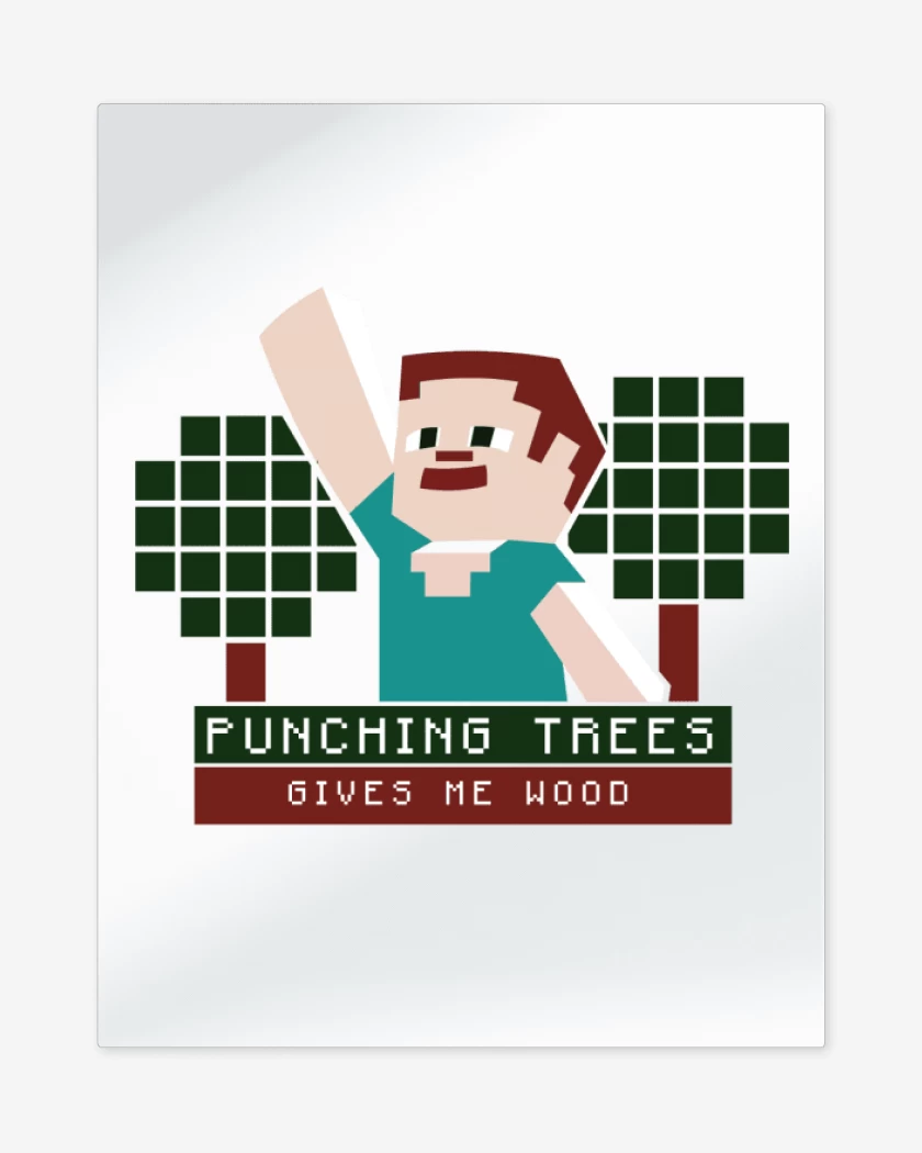 Print metalico Blanco de Minecraft - Punching Tress