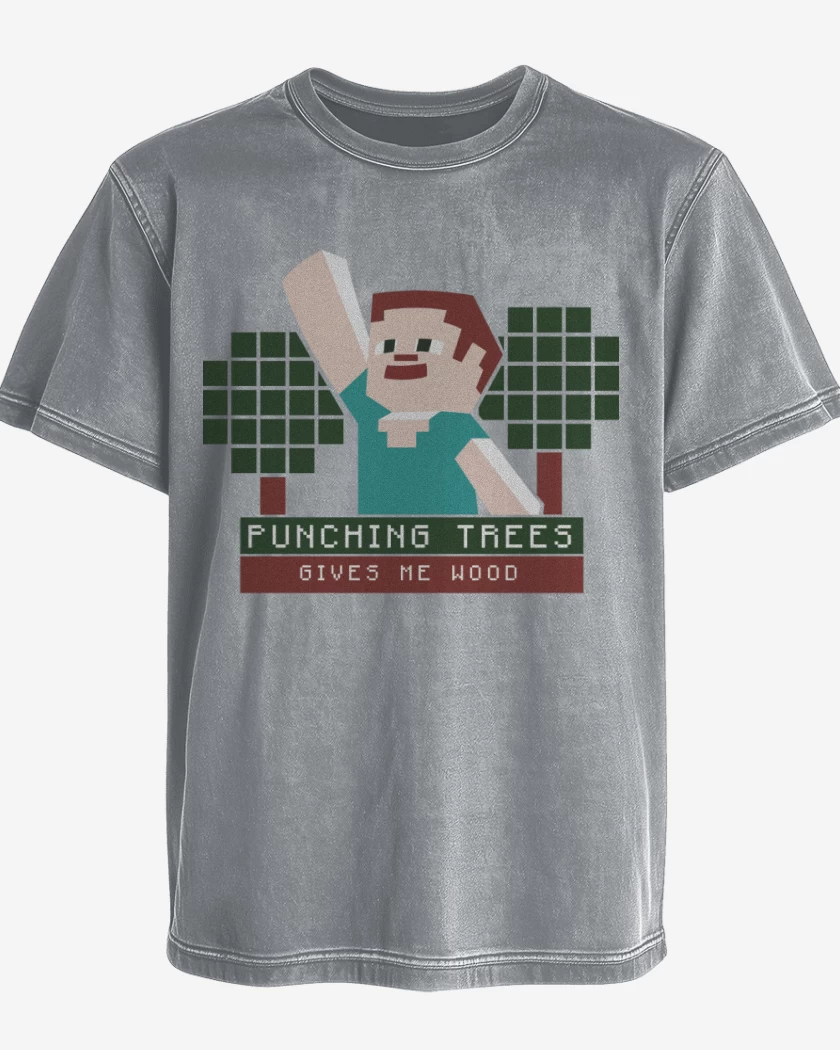 Polera desgastada Minecraft - Punching Tress
