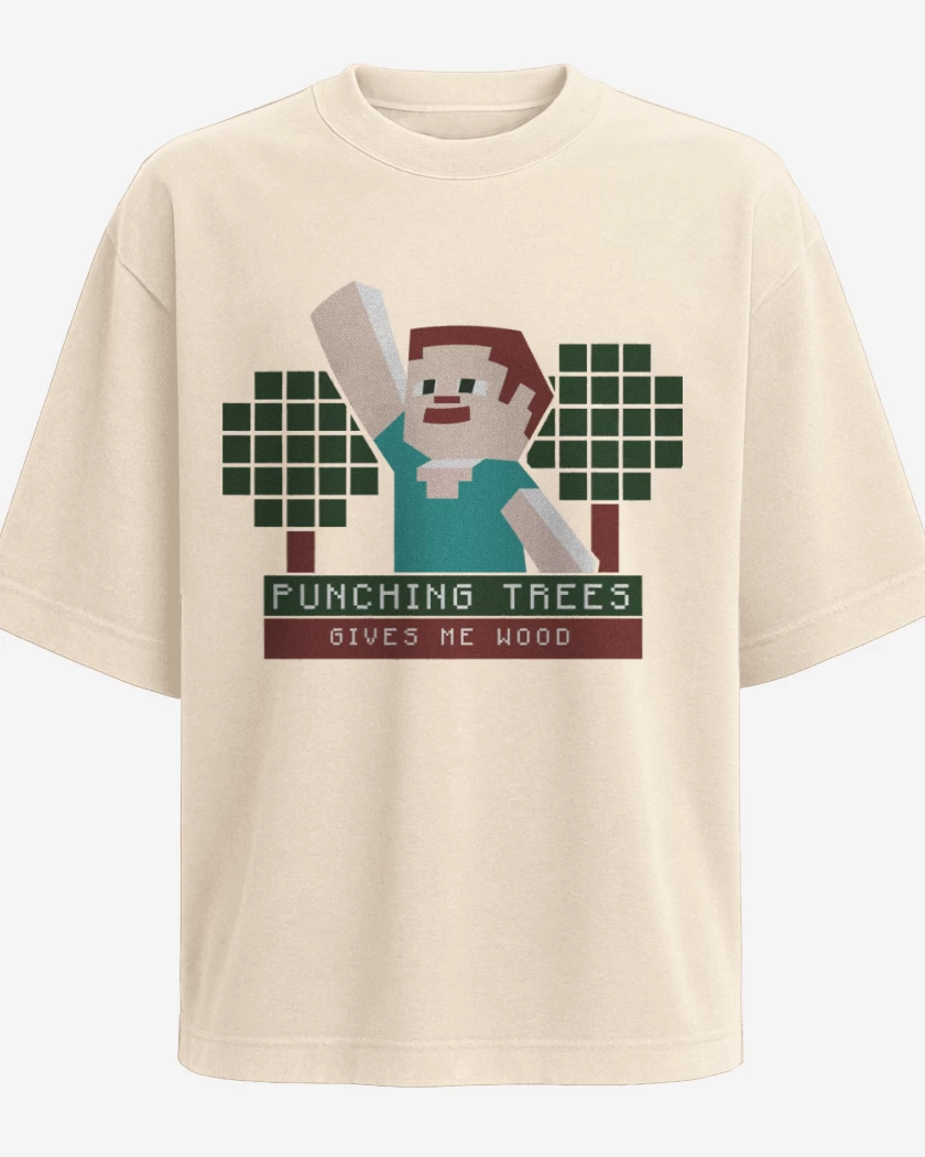 Polera Oversize Minecraft - Punching Tress