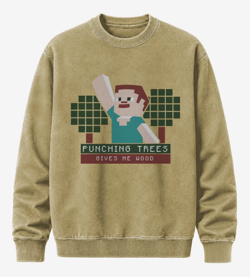 Poleron Polo Acid Wash Beige de Minecraft - Punching Tress