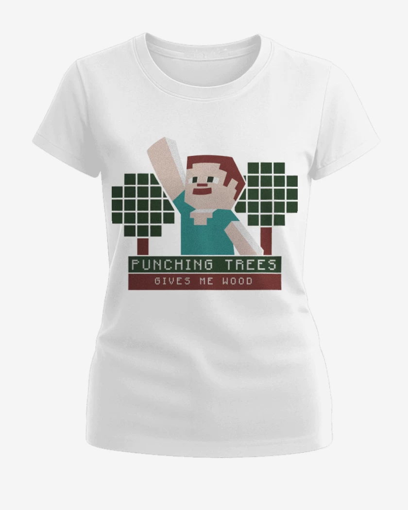 Polera de Mujer Blanco de Minecraft - Punching Tress