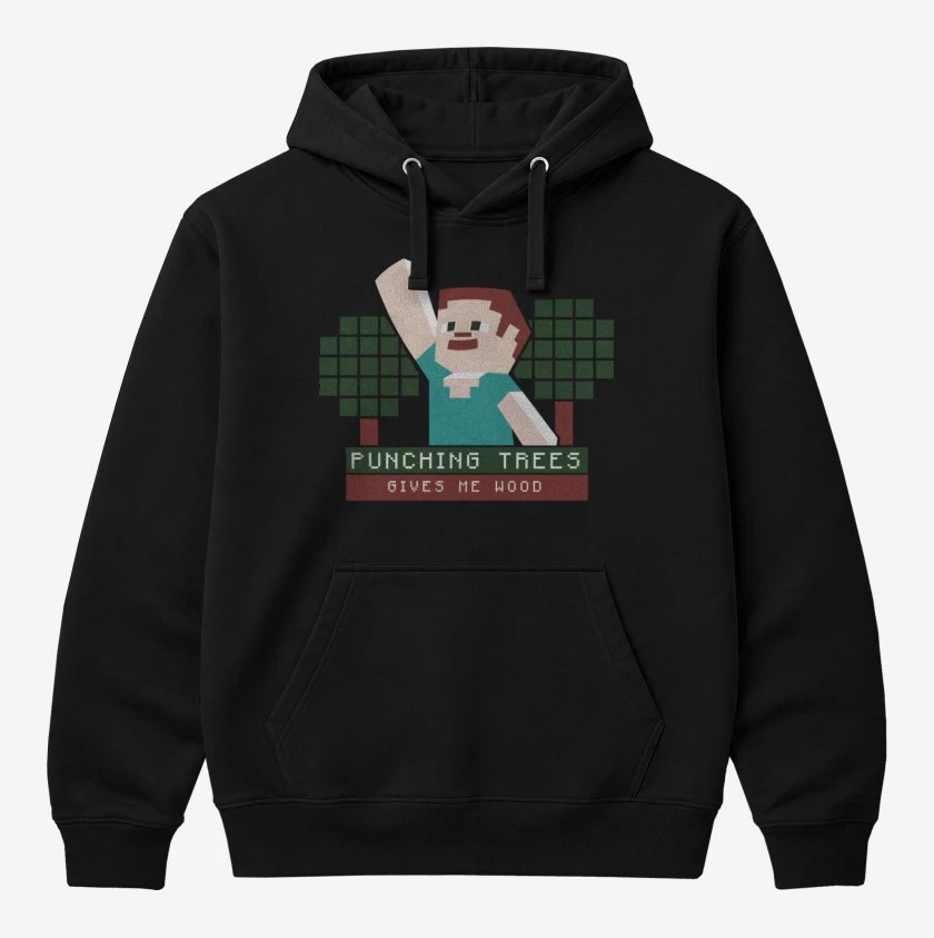 Polerón Canguro Negro de Minecraft - Punching Tress