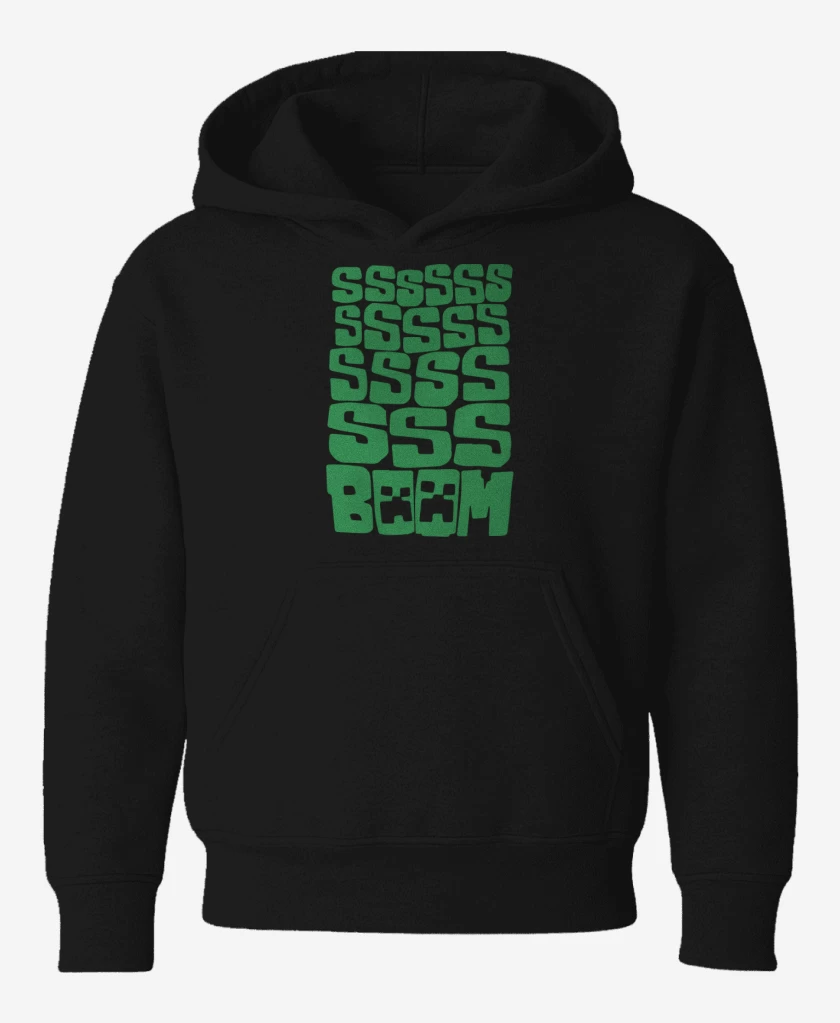 Poleron de niño Negro de Minecraft - SSSSS BOOM