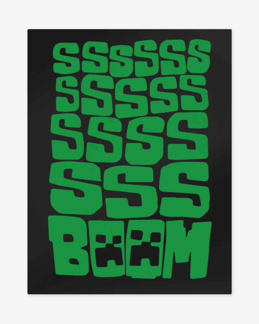 Print metalico Negro de Minecraft - SSSSS BOOM