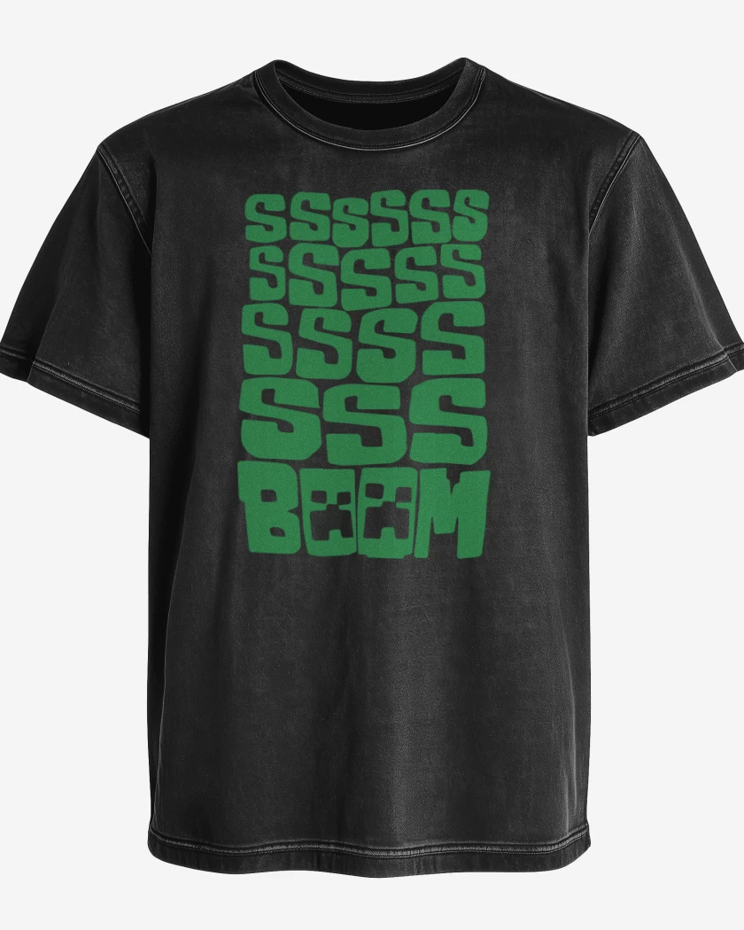 Polera desgastada Minecraft - SSSSS BOOM