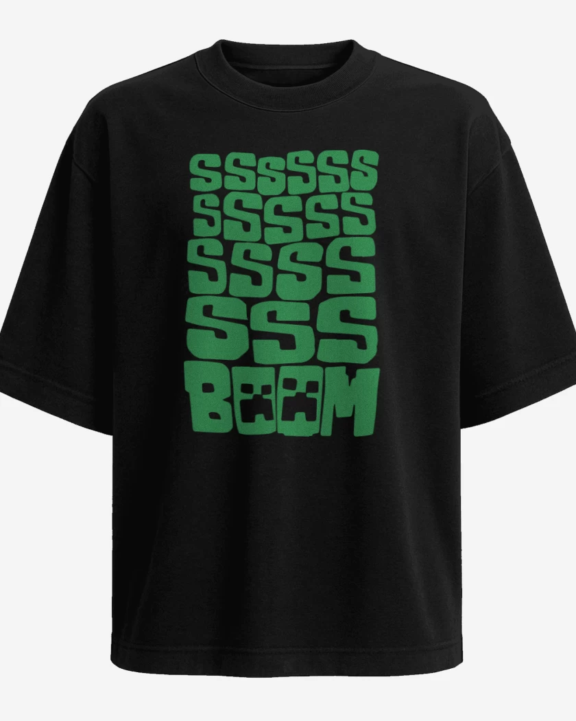 Polera Oversize Minecraft - SSSSS BOOM